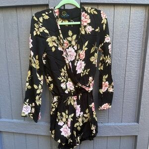 Blue life long sleeve floral romper